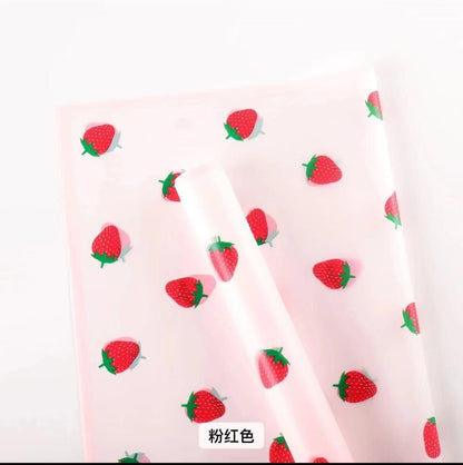 Strawberry Waterproof Flower Wrapping Paper,22.8*22.8 inch - 20 sheets - Huayi Flower Wraps