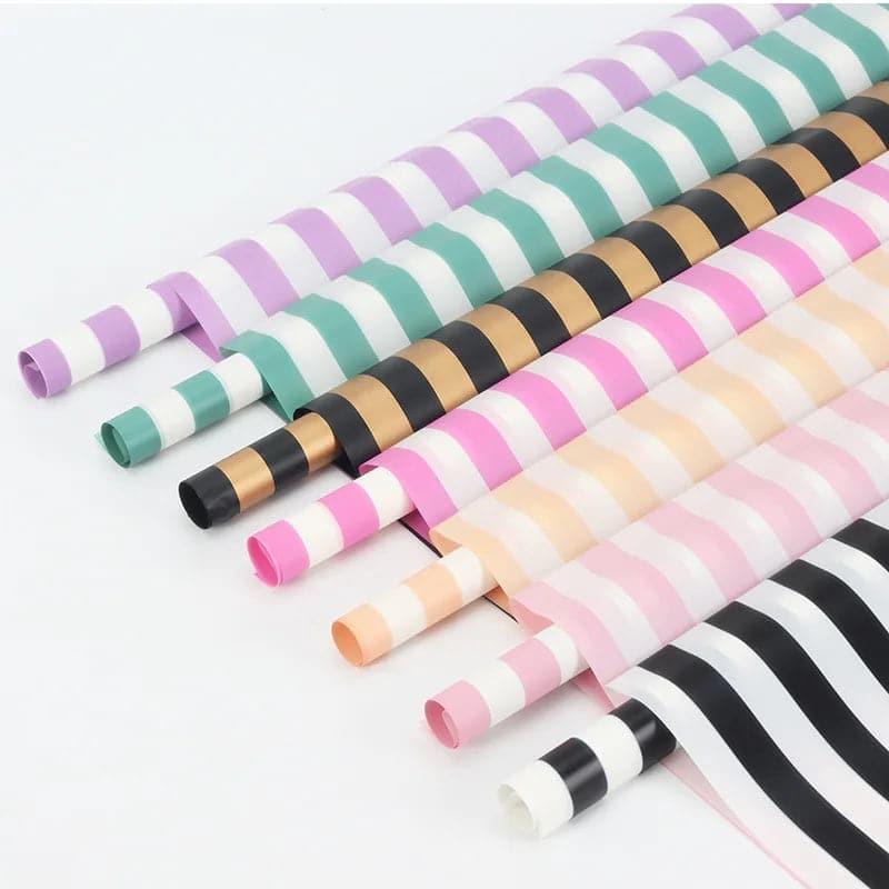 Stripe Flowers Wrapping Paper Packaging,,22.8*22.8 inch - 20 sheets - Huayi Flower Wraps