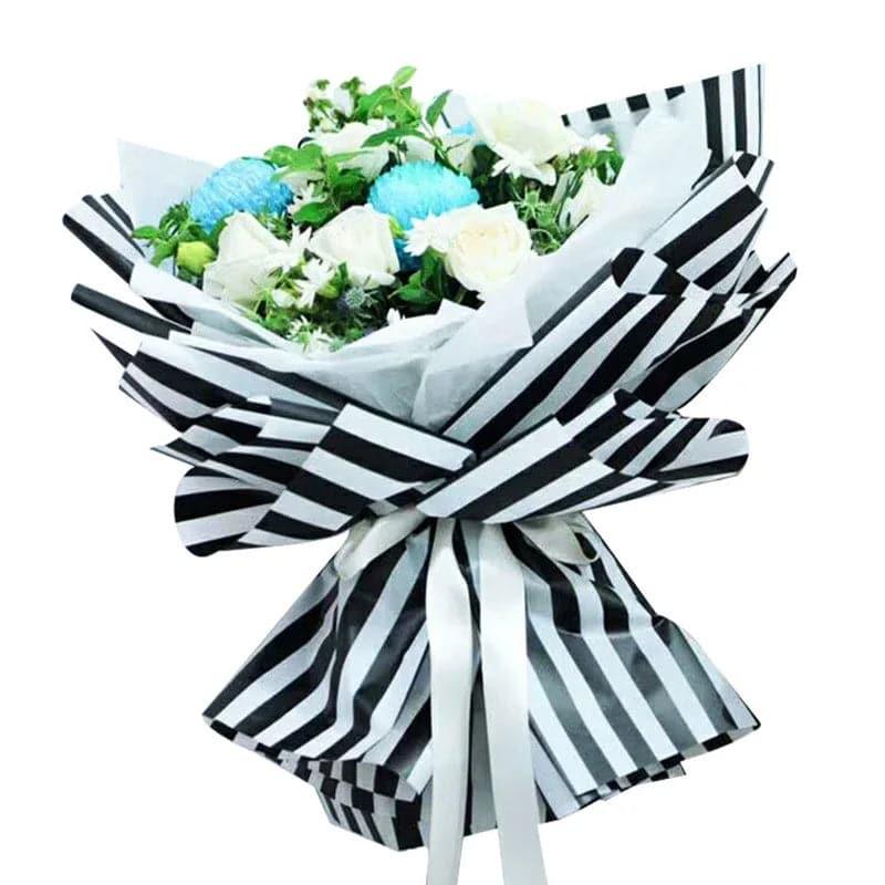 Stripe Flowers Wrapping Paper Packaging,,22.8*22.8 inch - 20 sheets - Huayi Flower Wraps