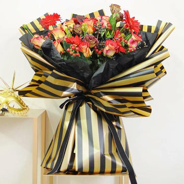 Stripe Flowers Wrapping Paper Packaging,,22.8*22.8 inch - 20 sheets - Huayi Flower Wraps