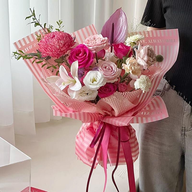 Striped Semi Transparent Bouquet Paper,22.8*22.8 inch - 20 sheets - Huayi Flower Wraps