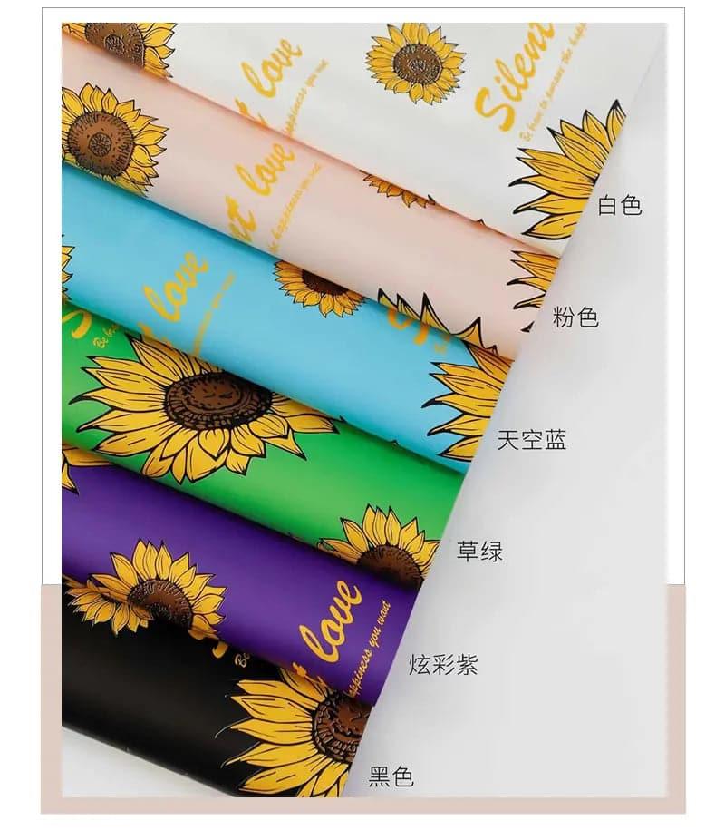 Sunflower Waterproof Flower Wrapping Paper ,22.8*22.8 Inch - 20 Sheets - Huayi Flower Wraps