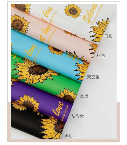 Sunflower Waterproof Flower Wrapping Paper ,22.8*22.8 Inch - 20 Sheets - Huayi Flower Wraps