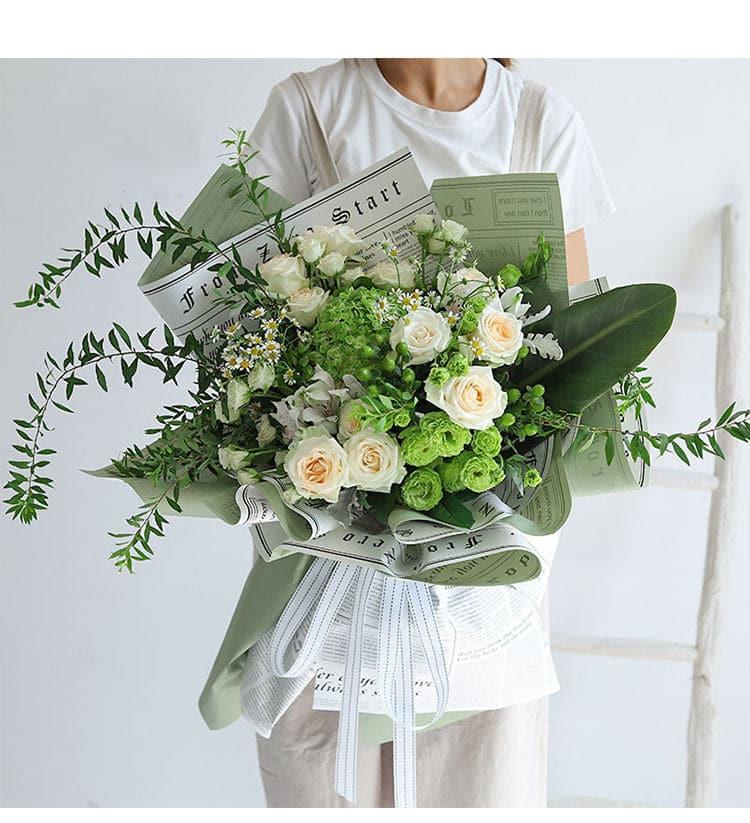 Two Color Waterproof Flower Bouquet Packaging Paper,22.8*22.8 inch - 20 sheets - Huayi Flower Wraps