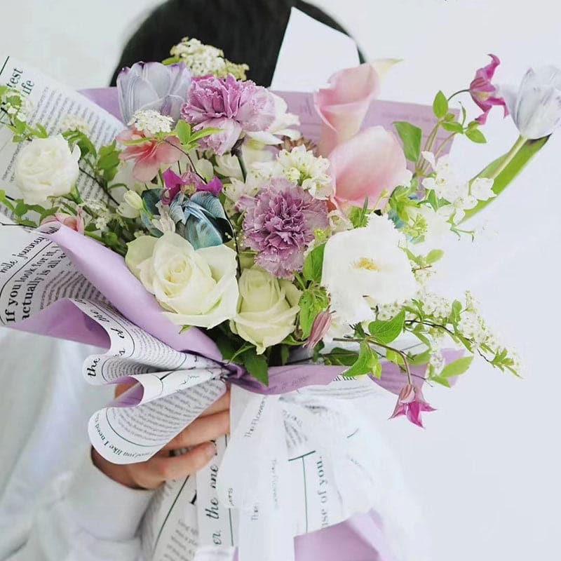 Two Color Waterproof Flower Bouquet Packaging Paper,22.8*22.8 inch - 20 sheets - Huayi Flower Wraps