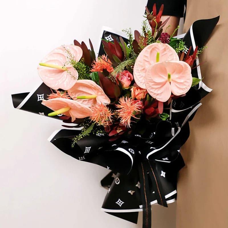 Valentine's Day Bouquet Wrapper Floral Paper Waterproof,22.8*22.8 Inch-10 Sheets - Huayi Flower Wraps