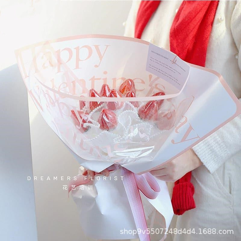 Valentine's Day Flower Bouquet Wrapping Paper,22.8*22.8 inch