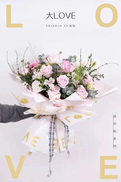 Valentine's Day Flower Packaging Two-Color Paper Heart Shape,22.8*22.8 Inch-20 Sheets - Huayi Flower Wraps