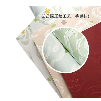 Valentine's Day New 3D Printed Embossed Paper Courtyard Cowhide Paper Flowers,21.2*21.2 inch - 20 sheets - Huayi Flower Wraps