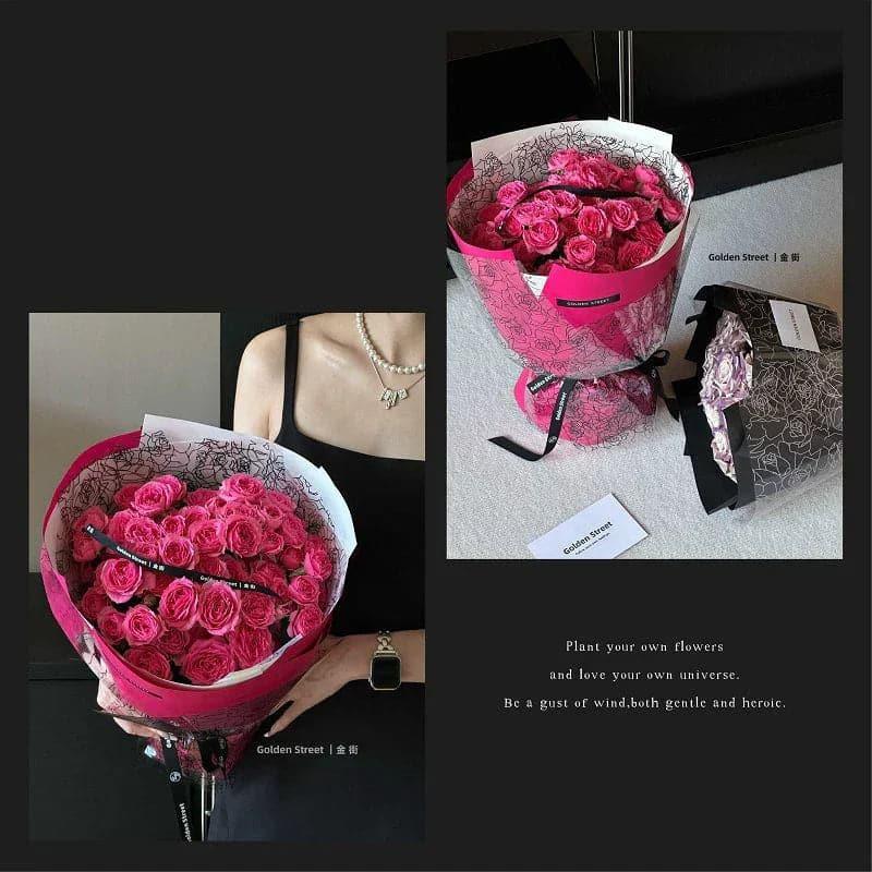 Valentine's OPP Rose Pattern Waterproof Flower Wrapping Paper,22.8*22.8 inch - 20 sheets - Huayi Flower Wraps