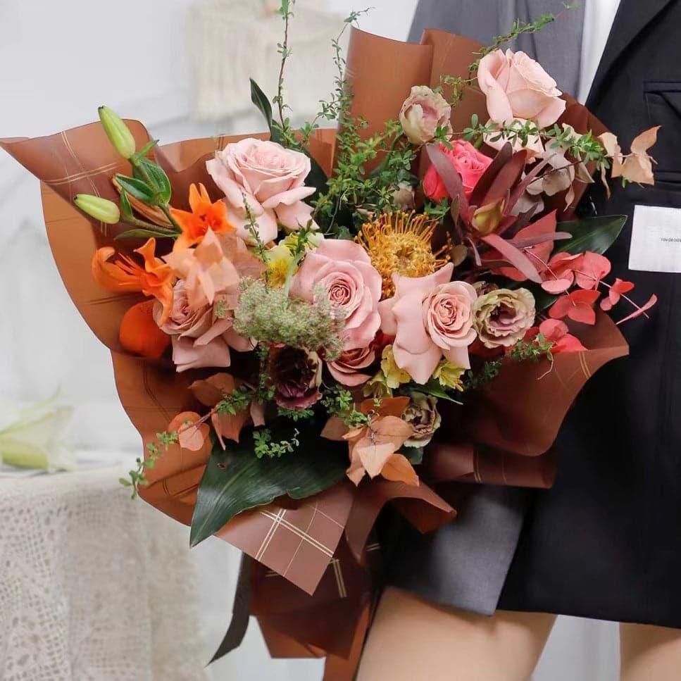 Waterproof Floral Bouquet Packaging Paper With Large Grid,22.8*22.8 inch - 20 sheets - Huayi Flower Wraps