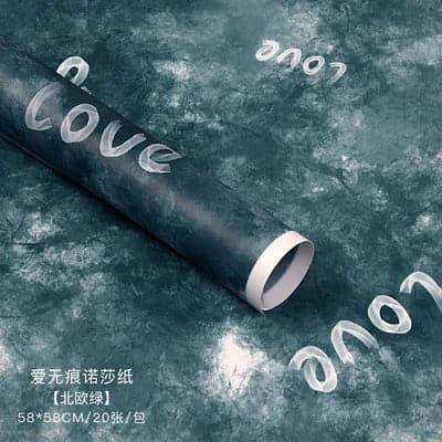 Waterproof Gift Bouquet Wrapping Paper "Love",22.8*22.8 Inch-20 Sheets - Huayi Flower Wraps