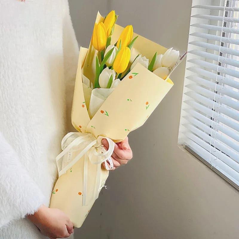 Waterproof Tulip Matte Flower Wrapping Paper,22.8*22.8 inch - 20 sheets - Huayi Flower Wraps